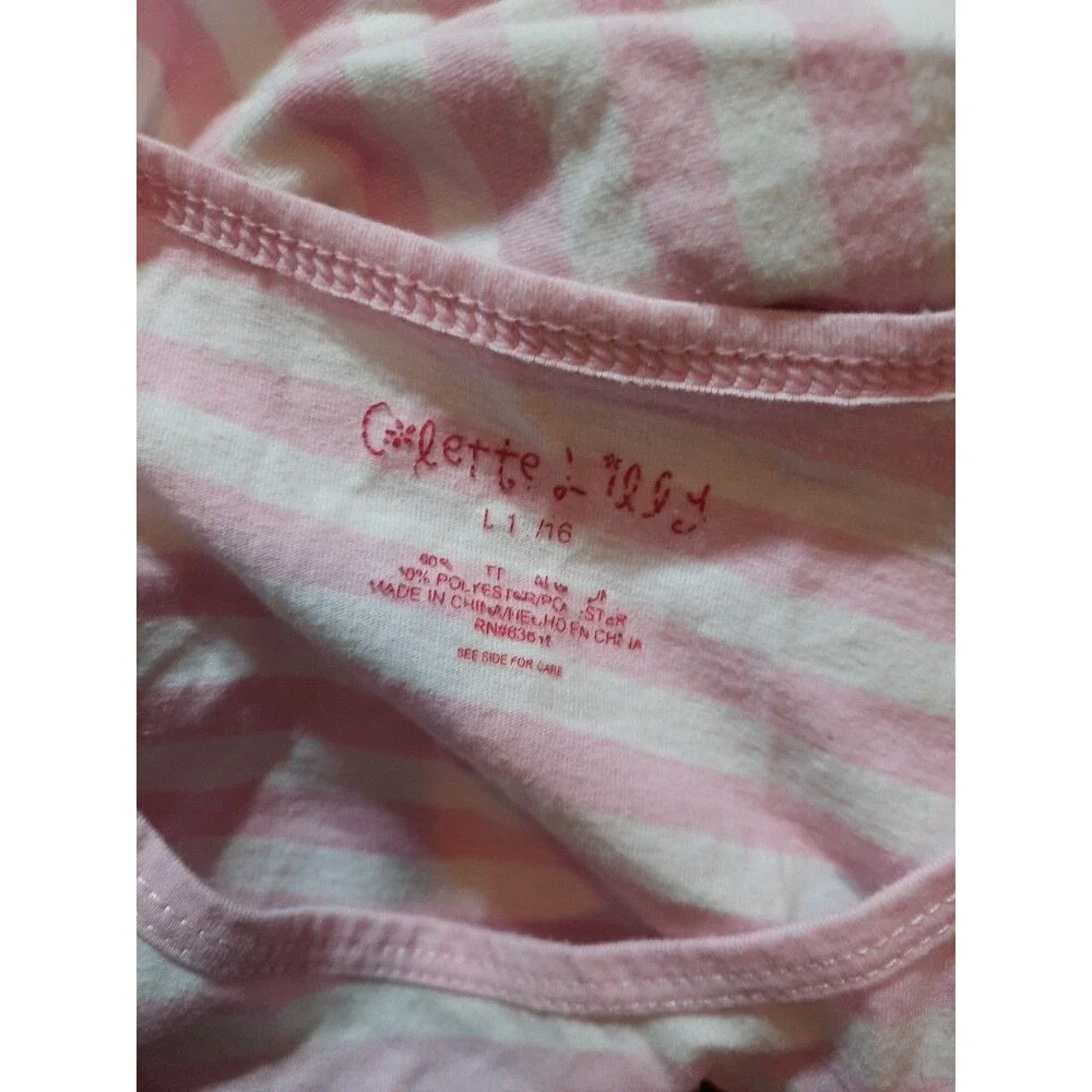 Colette Lilly 14/16  Girls Long Sleeve Striped Paris Pink & White Shirt